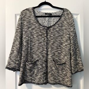 41 Hawthorn Black and White Textured Button-Front Cardigan